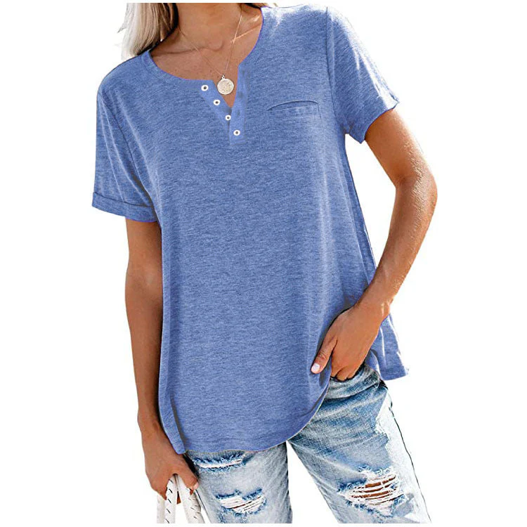 💖Fashion Solid Color Pocket Short Sleeve T-Shirt - Image 12