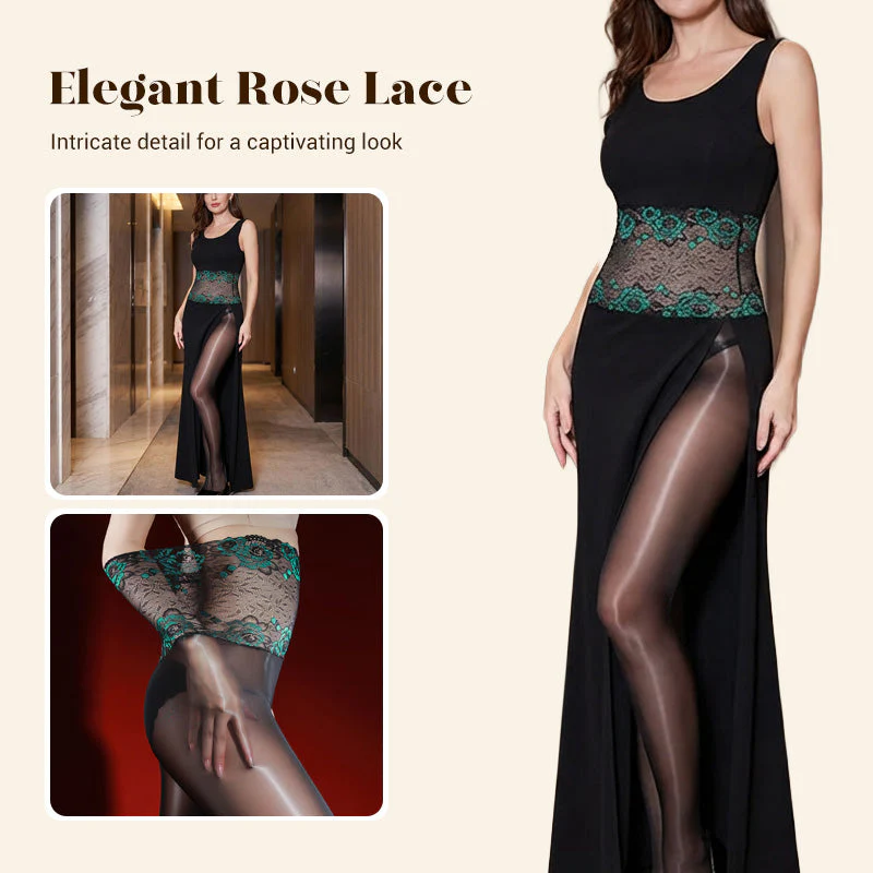 Value Bundle: 8D Oil-Sheen Rose Lace Stockings + Cosmetic Bag - Image 3