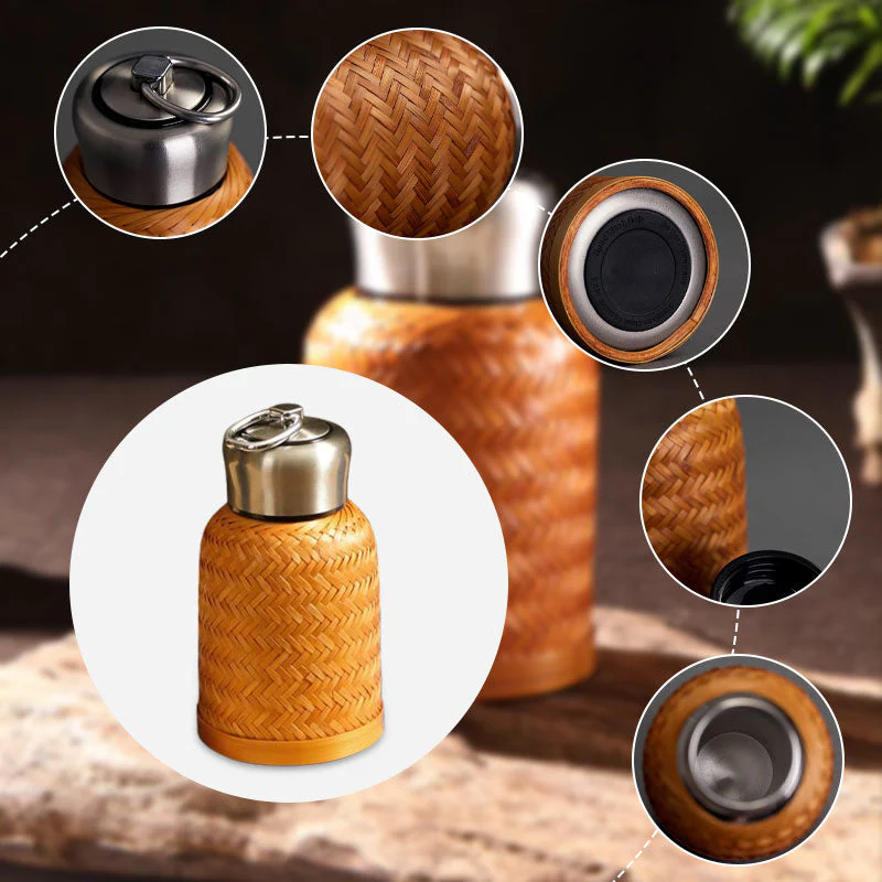 Vintage Artisan Bamboo Insulated Bottle - Image 6