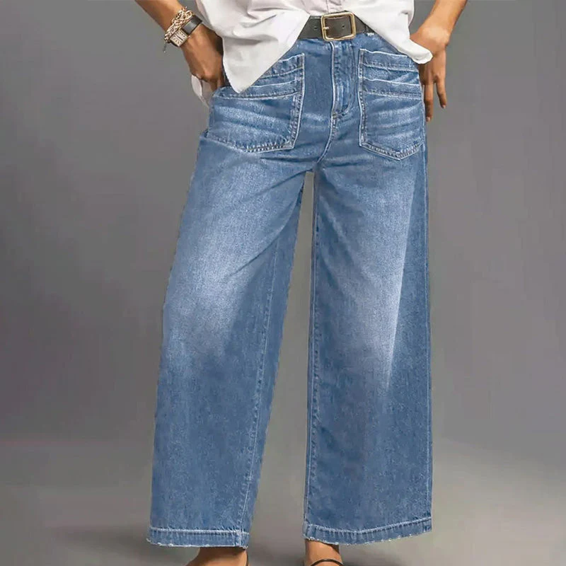 👖60% OFF NOW! ✨ Women's Casual High-Rise Wide-Leg Jeans – Tummy Control, Elongated Silhouette & All-Day Comfort 💙 - Image 4