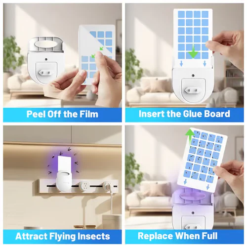 (1 Device + 5 Refills)Fruit Fly Traps for Indoors,Gnat Traps for House Indoor Plug-in Light for Flies - Image 7