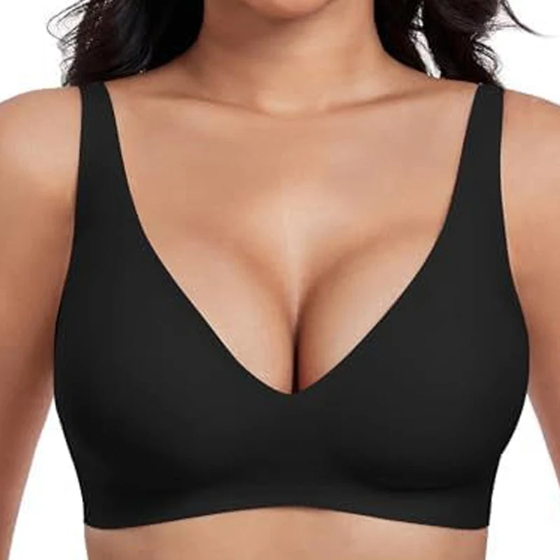 💕 Jelly Wireless Womens Comfortable Wireless Bras Push Up Bra Seamless Tshirts Bras Deep V Everyday Bras - Image 12