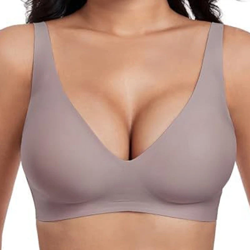 💕 Jelly Wireless Womens Comfortable Wireless Bras Push Up Bra Seamless Tshirts Bras Deep V Everyday Bras - Image 14