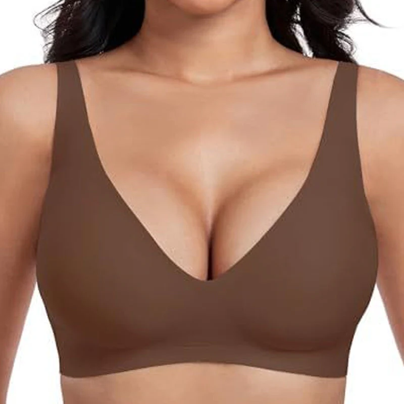 💕 Jelly Wireless Womens Comfortable Wireless Bras Push Up Bra Seamless Tshirts Bras Deep V Everyday Bras - Image 15