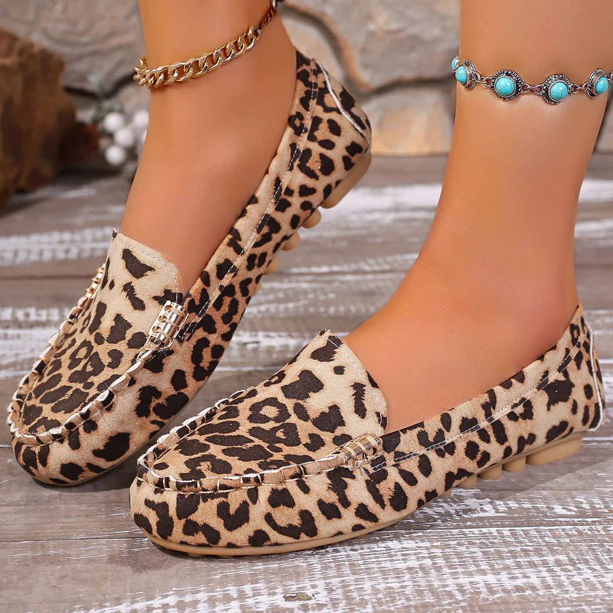 Women's Fashion Leopard Print Patchwork Loafers - Image 2
