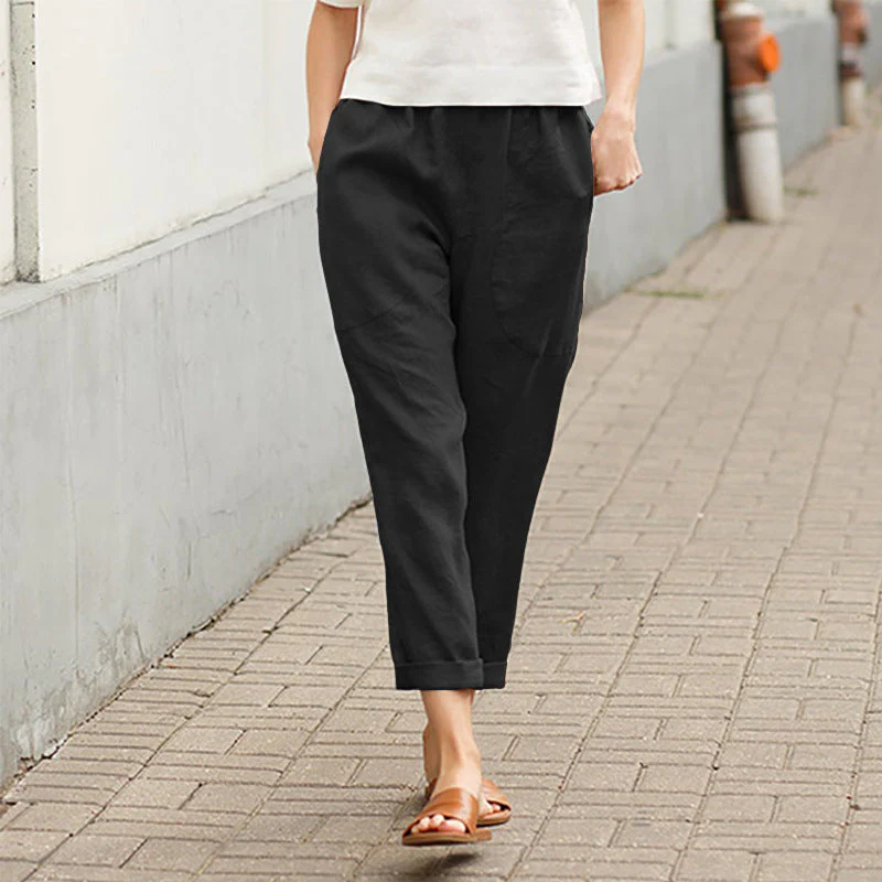 Linen-cotton women's large size loose pants - Image 3