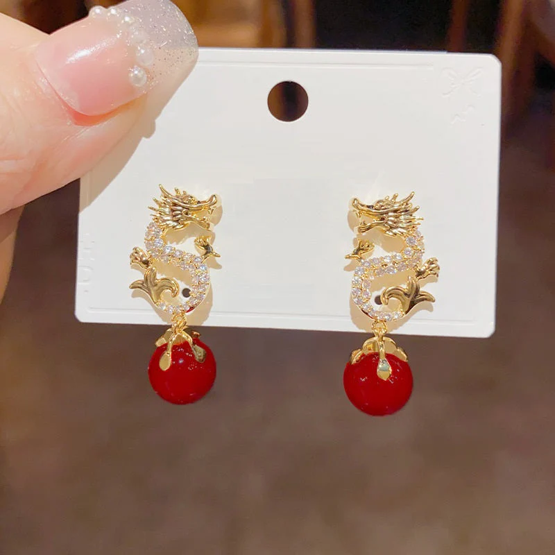 Dragon Hanging Bead Earrings -- （Have one's wishes come true！） - Image 10