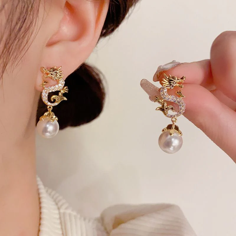 Dragon Hanging Bead Earrings -- （Have one's wishes come true！） - Image 4