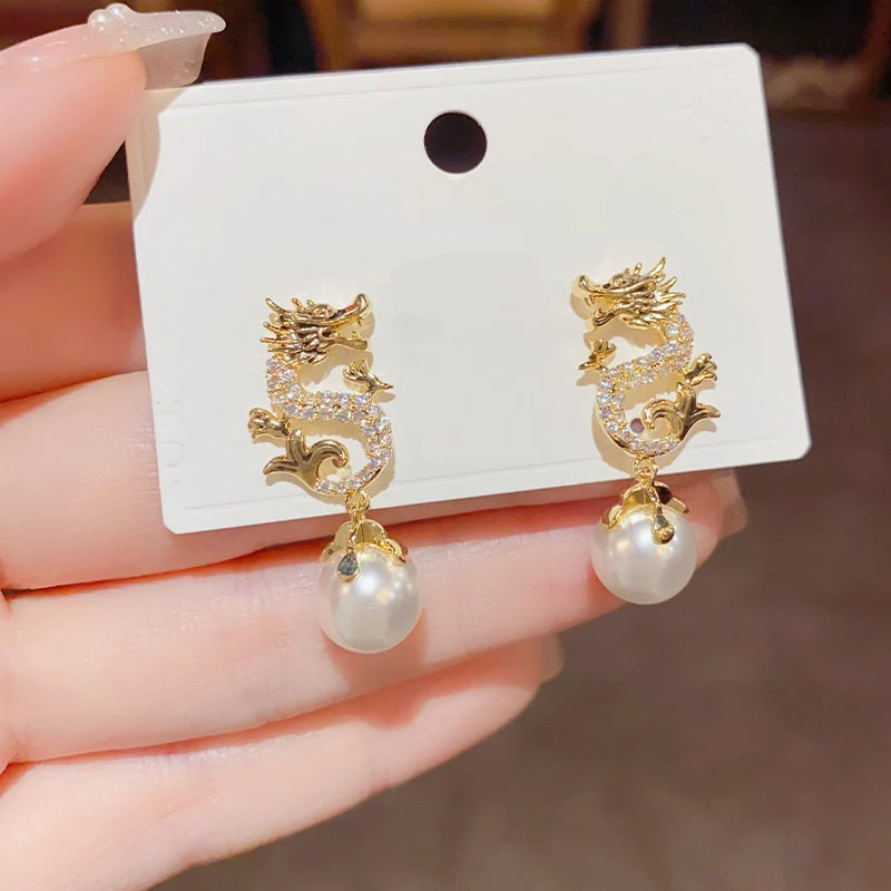 Dragon Hanging Bead Earrings -- （Have one's wishes come true！） - Image 9