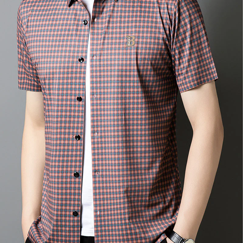 Men's Casual Plaid Short Sleeve Shirt - Image 6